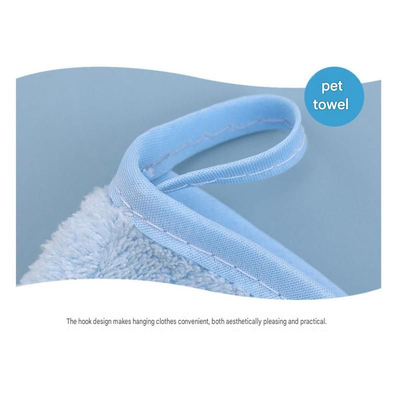 2-piece Blue Quick-drying pet grooming glove towel; made of soft, highly absorbent coral fleece; suitable for drying dogs and cats after bathing. - view 9