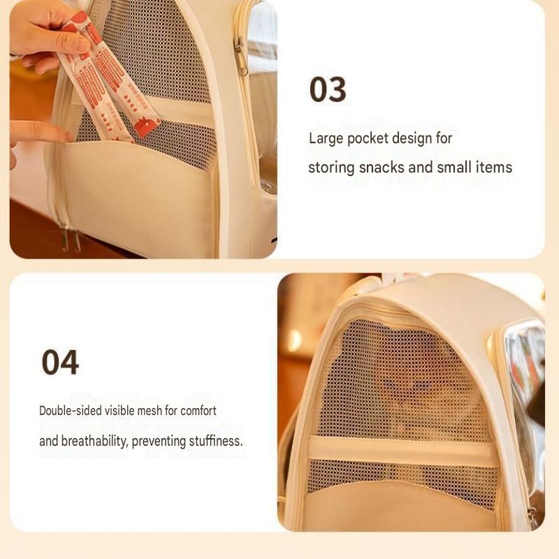 White Breathable Pet Carrier Backpack - Nylon Cat Travel Bag with Large Clear Window, 3-in-1 Carry Design for Cats Under 6kg and Small Dogs - view 8