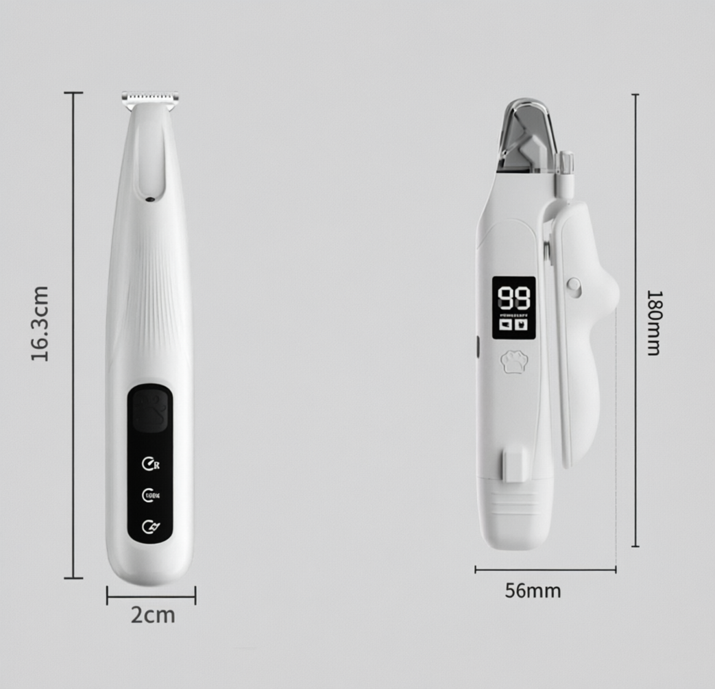 2 in 1 Pet Nail Clipper and Paw Trimmer Set USB Rechargeable Dog Cat Grooming Kit with LED Display Low Noise Nail Grinder and Foot Hair Clipper - view 6