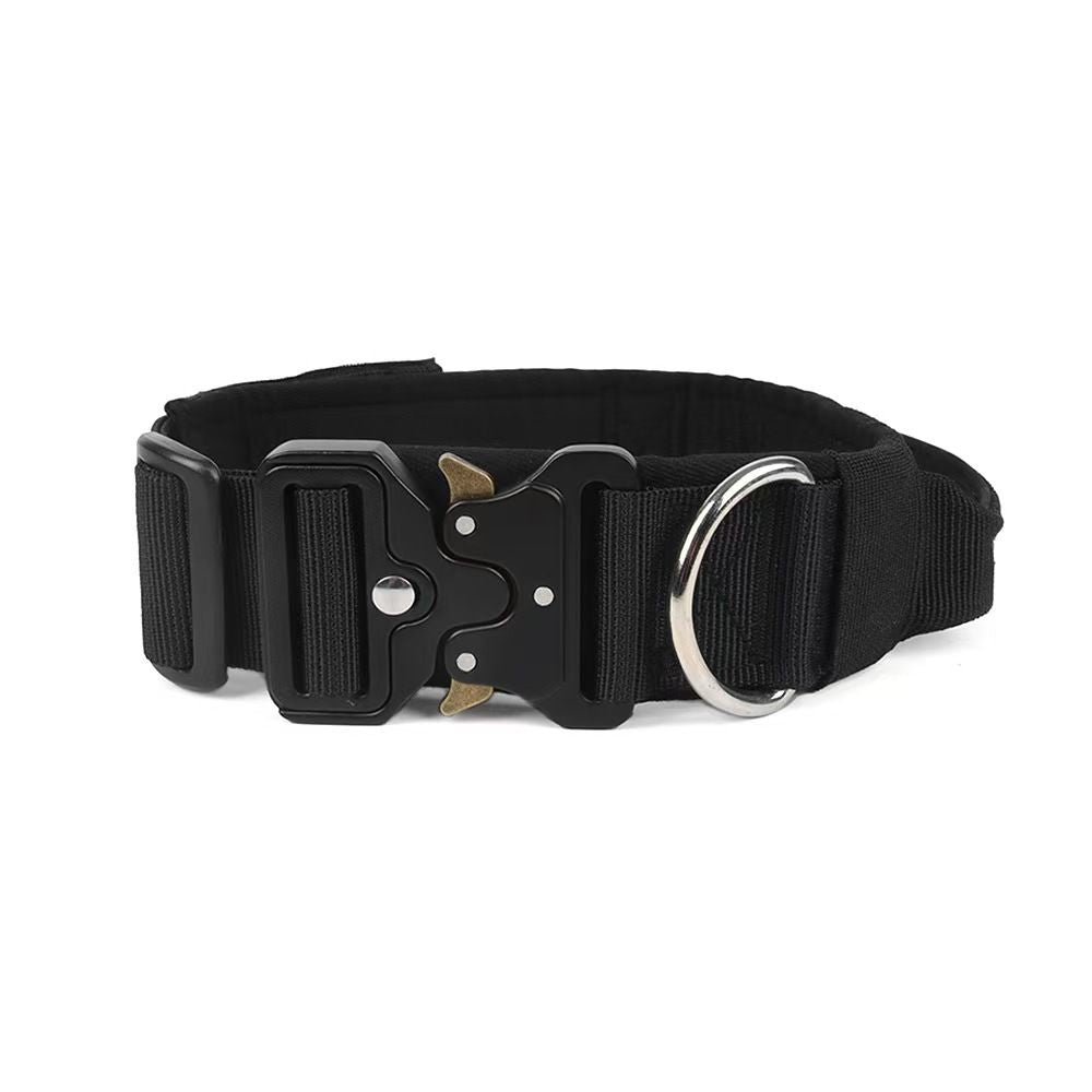 Black Tactical Dog Collar and Bungee Lead Set (M size) - Padded Quick Release Collar with Control Handle and Shock Absorbing Leash for Medium and Large Dogs - view 6