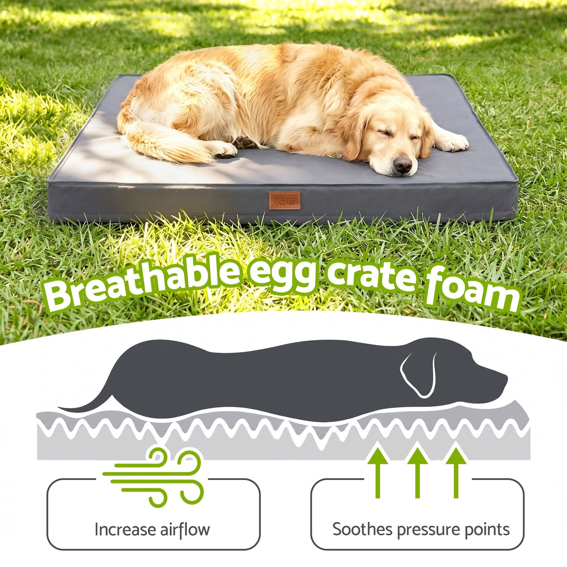 i.Pet Dog Bed Large Water-resistant Egg Crate Foam Orthopedic Pet Mat Grey - view 2