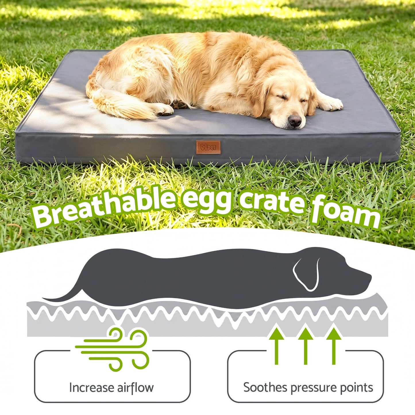 i.Pet Dog Bed XL Water-resistant Egg Crate Foam Orthopedic Pet Mat Grey - view 2