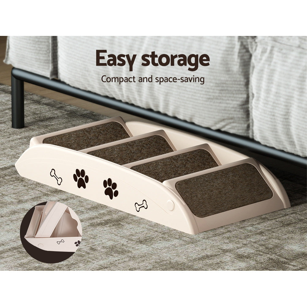 i.Pet Dog Ramp Steps For Bed Sofa Car Pet Stairs Ladder Portable Foldable Beige - view 6