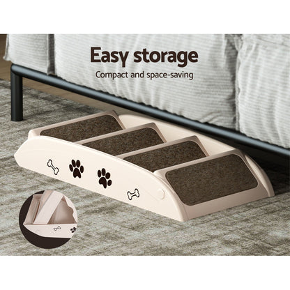 i.Pet Dog Ramp Steps For Bed Sofa Car Pet Stairs Ladder Portable Foldable Beige - view 6