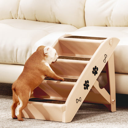 i.Pet Dog Ramp Steps For Bed Sofa Car Pet Stairs Ladder Portable Foldable Beige - view 8