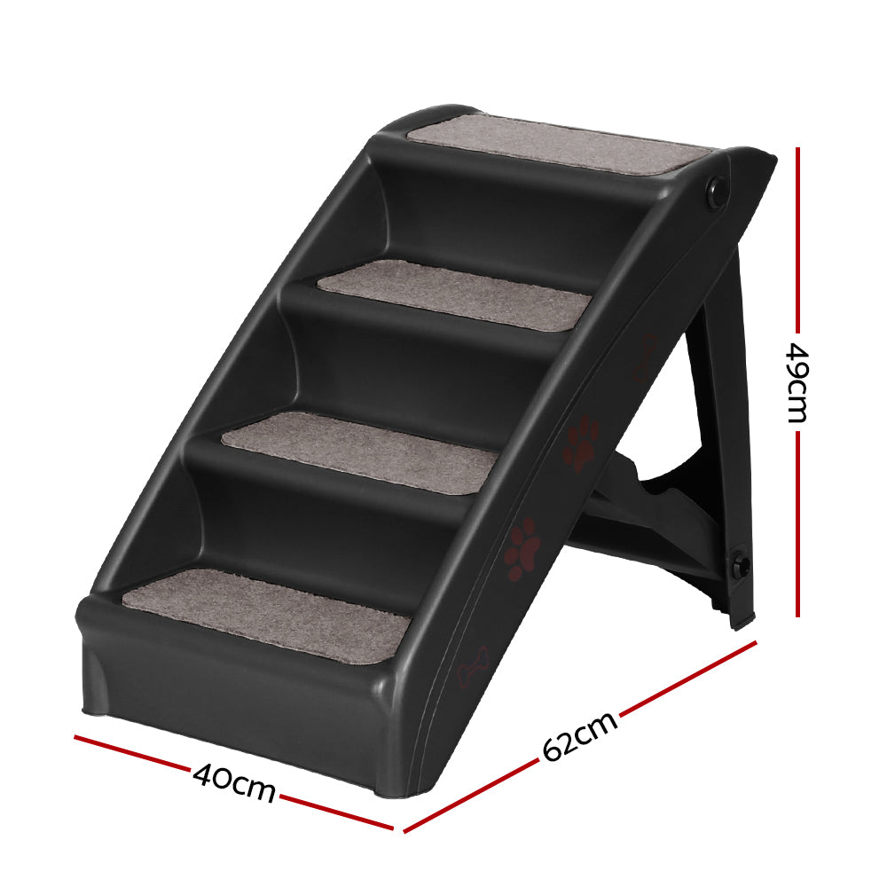 i.Pet Dog Ramp Steps For Bed Sofa Car Pet Stairs Ladder Portable Foldable Black - view 2
