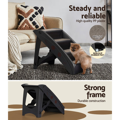 i.Pet Dog Ramp Steps For Bed Sofa Car Pet Stairs Ladder Portable Foldable Black - view 5