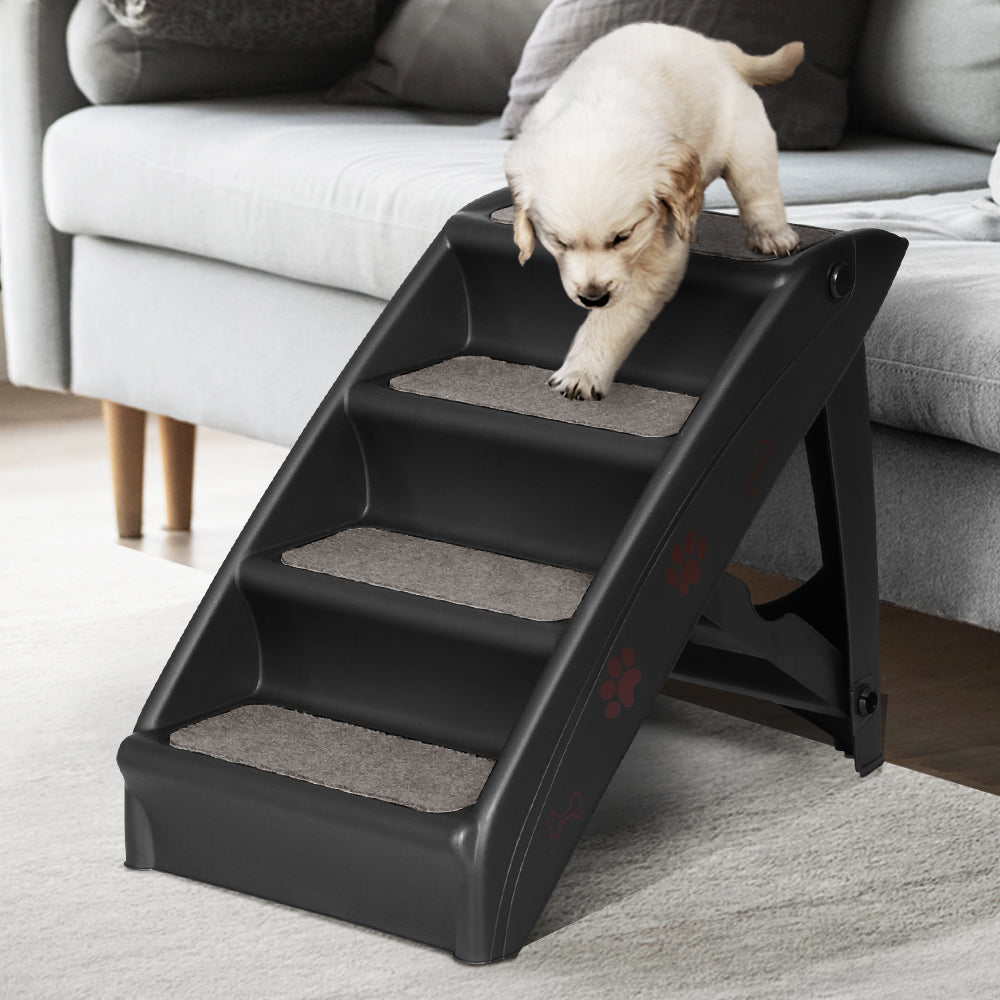i.Pet Dog Ramp Steps For Bed Sofa Car Pet Stairs Ladder Portable Foldable Black - view 8
