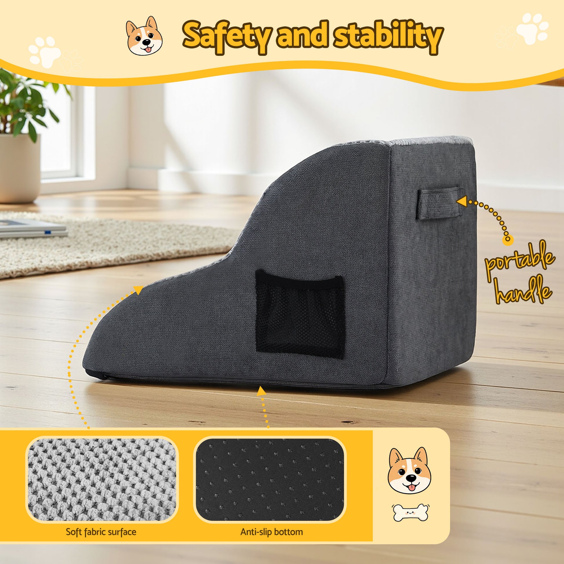 i.Pet Dog Ramp 2 Steps For Small Dogs Bed Sofa Car Foam Non-Slip Pet Cat Stairs - view 5