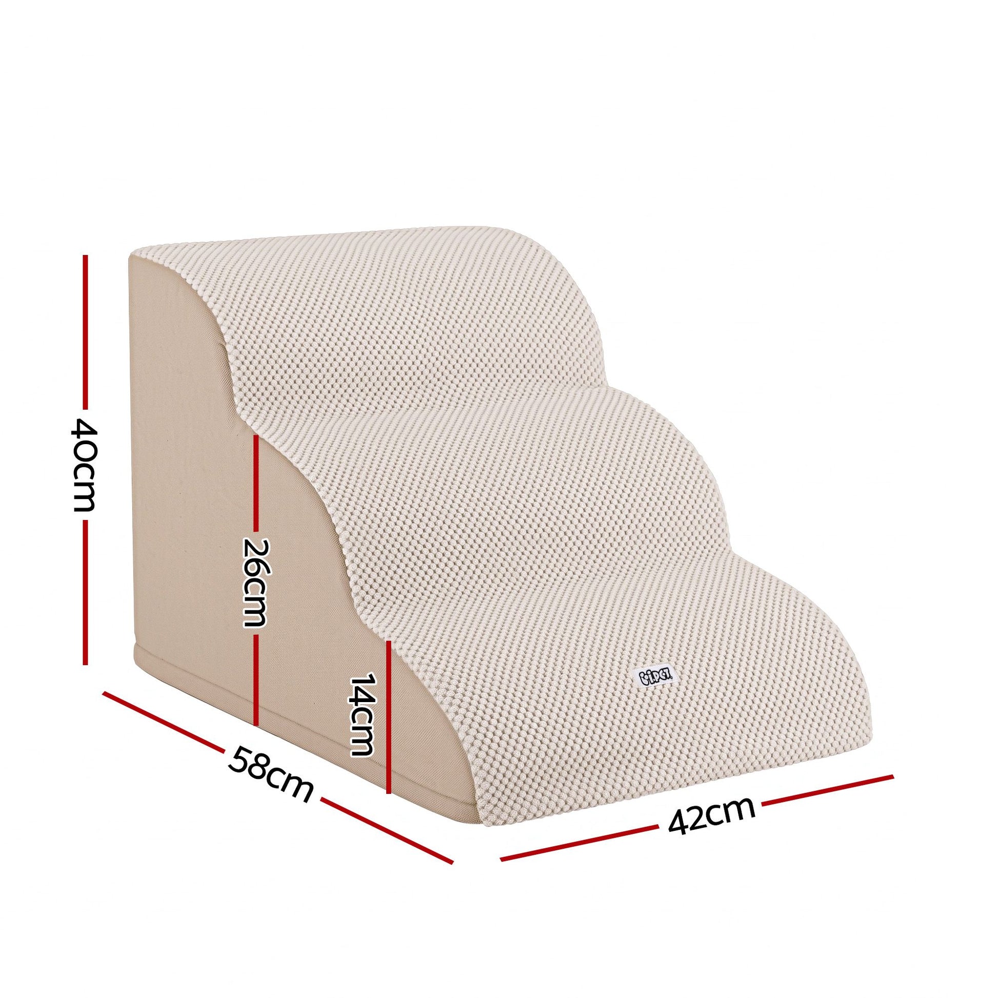 i.Pet Dog Ramp Washable Cover Stairs for Bed Sofa Foam Step Ladder 3 Tier Beige - view 3