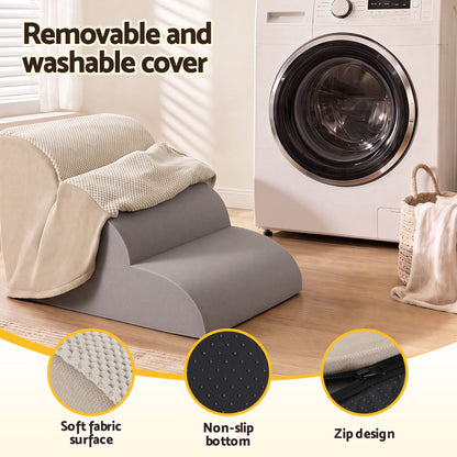 i.Pet Dog Ramp Washable Cover Stairs for Bed Sofa Foam Step Ladder 3 Tier Beige - view 6