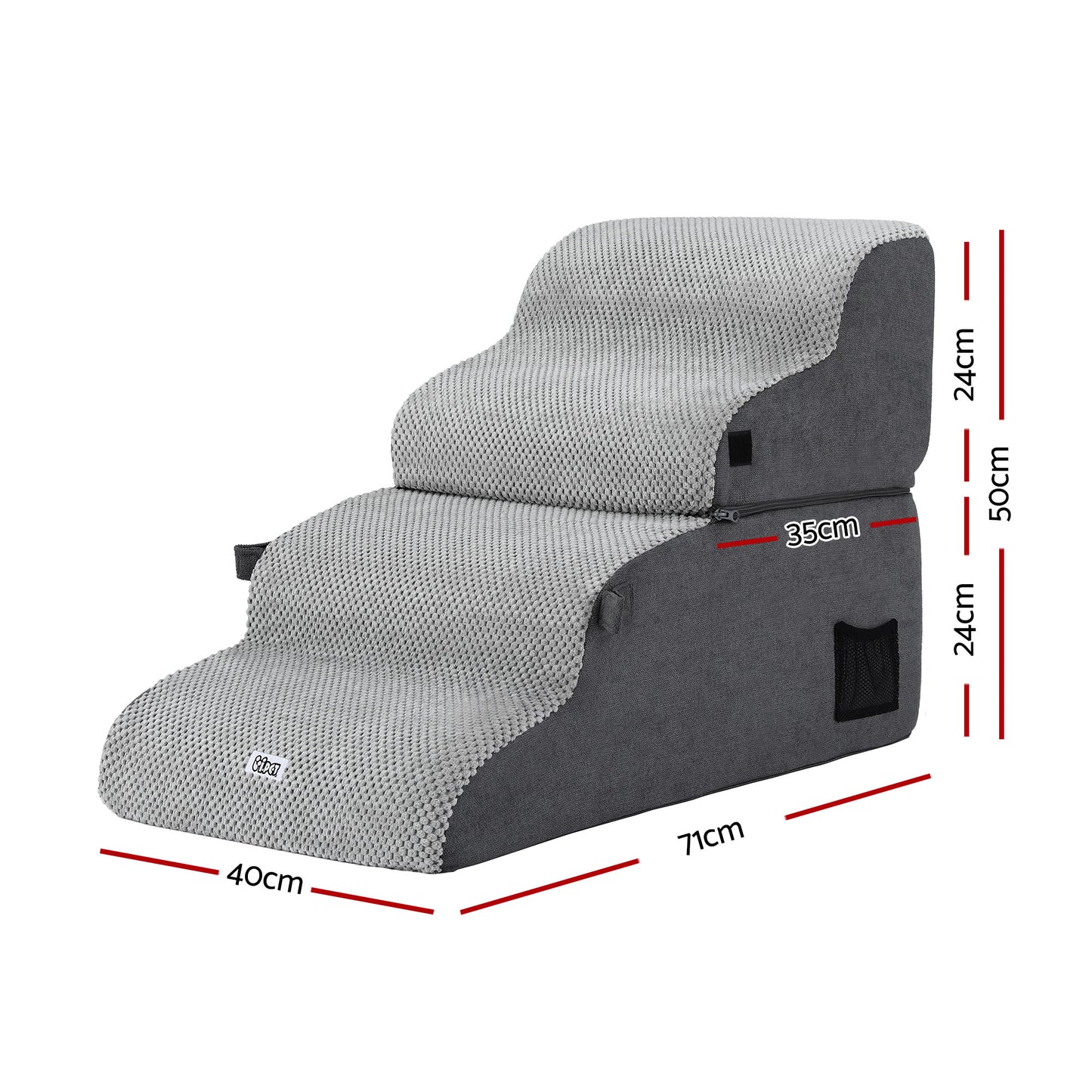 i.Pet Dog Stairs and Bed 2-in-1 Sofa Car Foam Non-Slip Washable Pet Stairs Indoor Grey - view 2