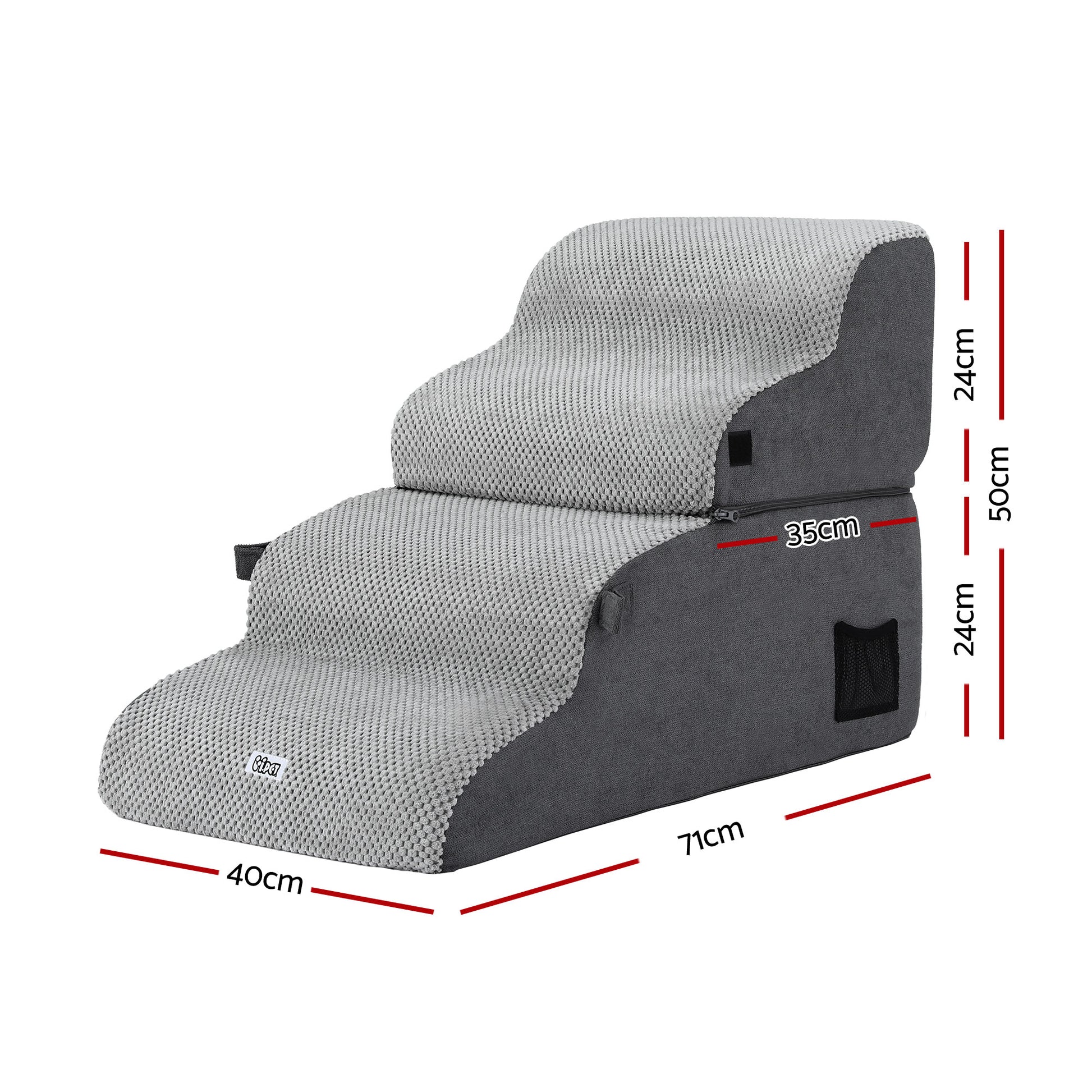 i.Pet Dog Stairs and Bed 2-in-1 Sofa Car Foam Non-Slip Washable Pet Stairs Indoor Grey - view 2
