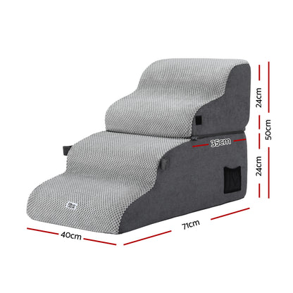 i.Pet Dog Stairs and Bed 2-in-1 Sofa Car Foam Non-Slip Washable Pet Stairs Indoor Grey - view 2