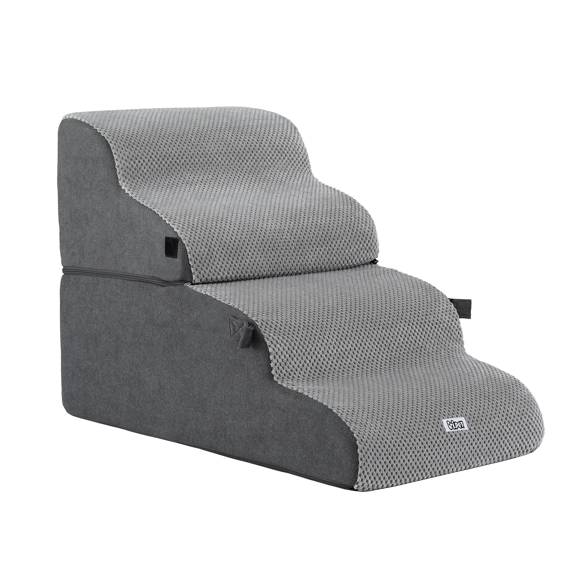 i.Pet Dog Stairs and Bed 2-in-1 Sofa Car Foam Non-Slip Washable Pet Stairs Indoor Grey - view 3
