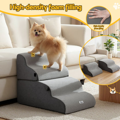 i.Pet Dog Stairs and Bed 2-in-1 Sofa Car Foam Non-Slip Washable Pet Stairs Indoor Grey - view 5