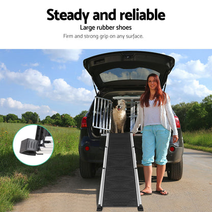 i.Pet Dog Ramp Pet Stairs Steps Car SUV Foldable Portable Ladder Adjustable - view 5
