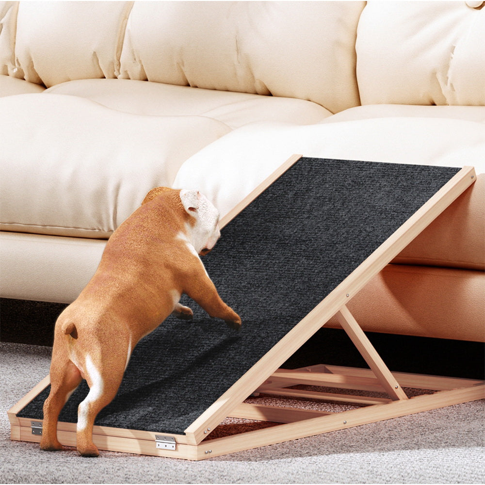 i.Pet Dog Ramp 100cm Adjustable Height Wooden Steps Stairs For Bed Sofa Car Foldable - view 7