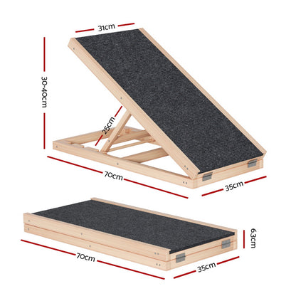 i.Pet Dog Ramp 70cm Adjustable Height Wooden Steps Stairs For Bed Sofa Car Foldable - view 2