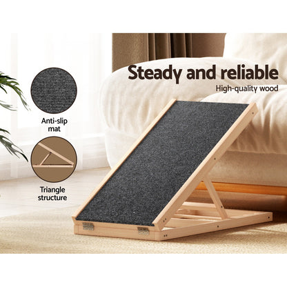 i.Pet Dog Ramp 70cm Adjustable Height Wooden Steps Stairs For Bed Sofa Car Foldable - view 5