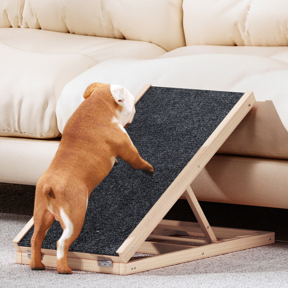 i.Pet Dog Ramp 70cm Adjustable Height Wooden Steps Stairs For Bed Sofa Car Foldable - view 7