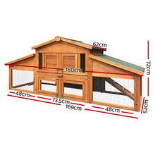 i.Pet Chicken Coop Rabbit Hutch 169cm x 52cm x 72cm Large Chicken Coop Wooden House Run Cage - view 2