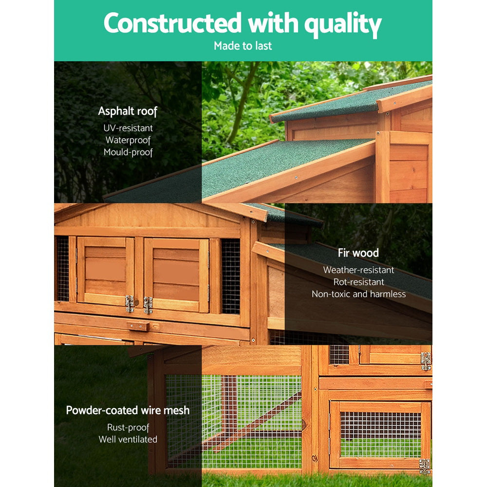 i.Pet Chicken Coop Rabbit Hutch 169cm x 52cm x 72cm Large Chicken Coop Wooden House Run Cage - view 4