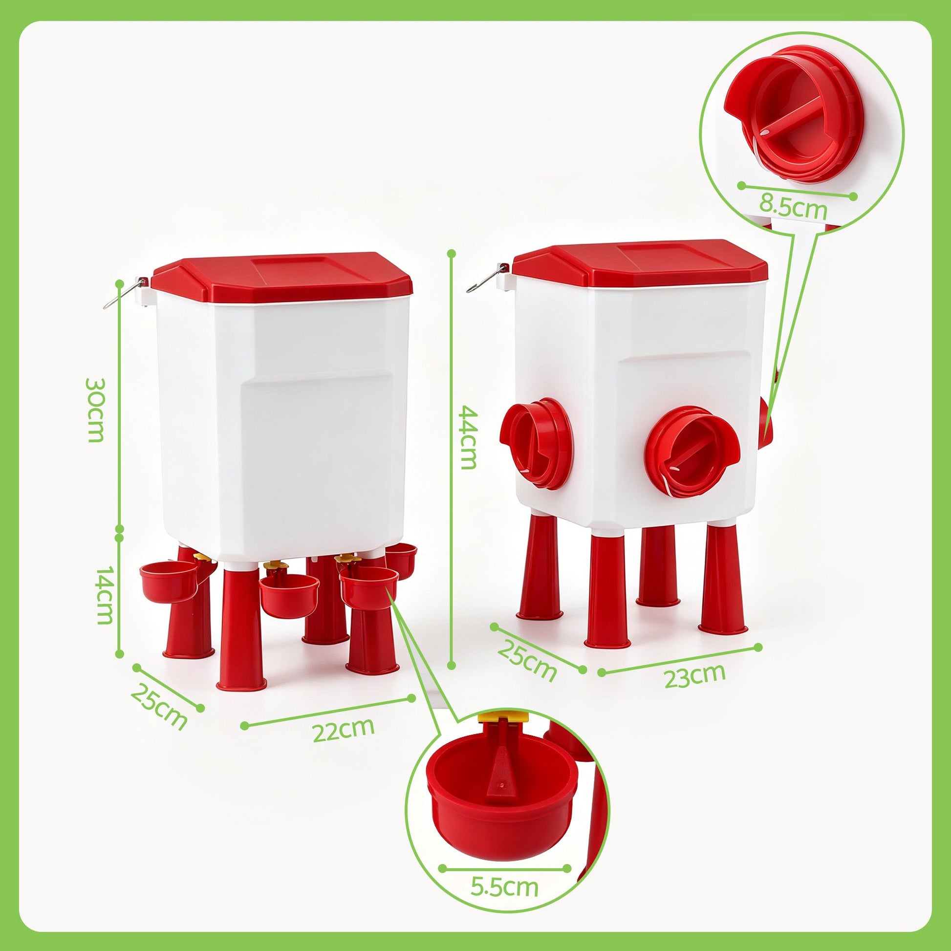 Giantz 12kg Chicken Feeder and 11L Waterer Set Large Capacity Poultry Drinker Kit - view 3
