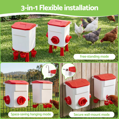 Giantz 12kg Chicken Feeder and 11L Waterer Set Large Capacity Poultry Drinker Kit - view 5