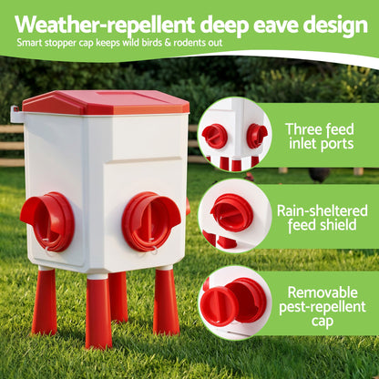 Giantz 12kg Chicken Feeder and 11L Waterer Set Large Capacity Poultry Drinker Kit - view 6