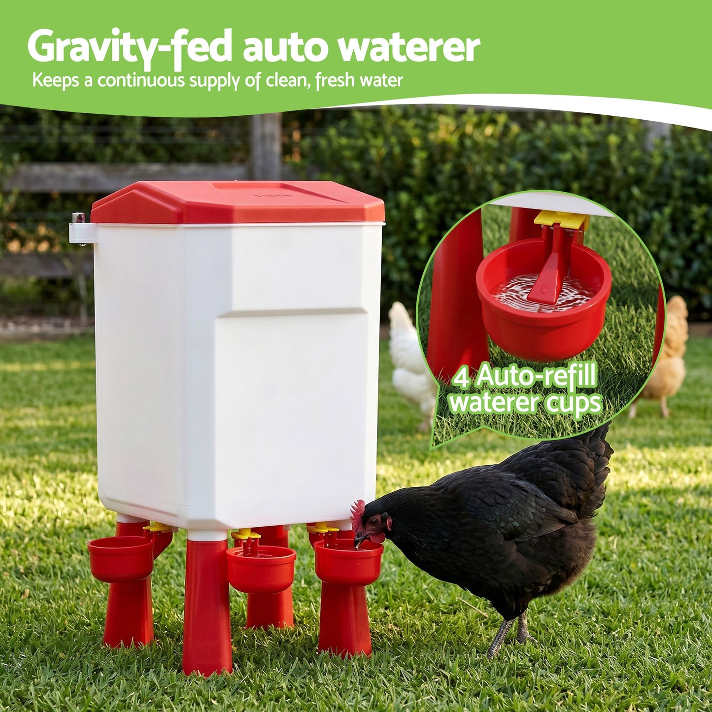 Giantz 12kg Chicken Feeder and 11L Waterer Set Large Capacity Poultry Drinker Kit - view 7