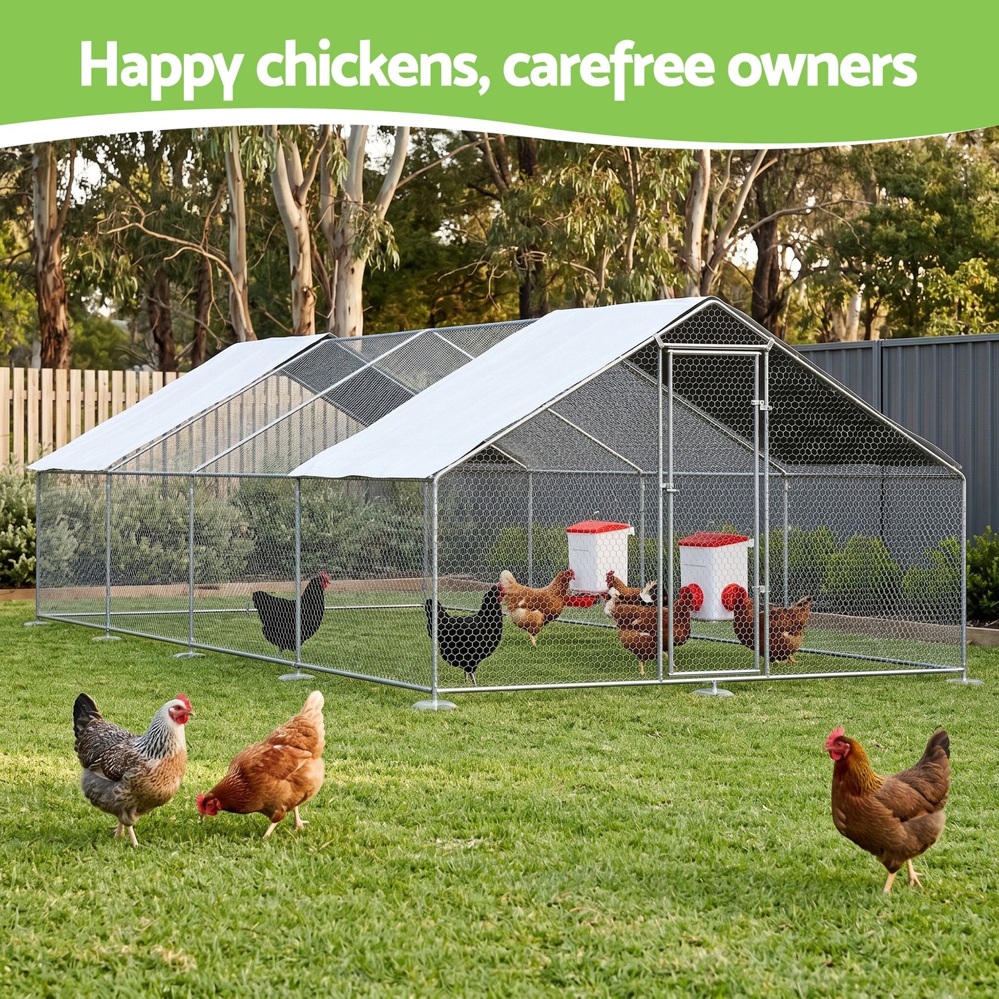 Giantz 12kg Chicken Feeder and 11L Waterer Set Large Capacity Poultry Drinker Kit - view 9