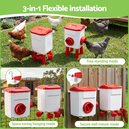 Giantz 8kg Chicken Feeder and 7L Waterer Set Large Capacity Poultry Drinker Kit - view 5