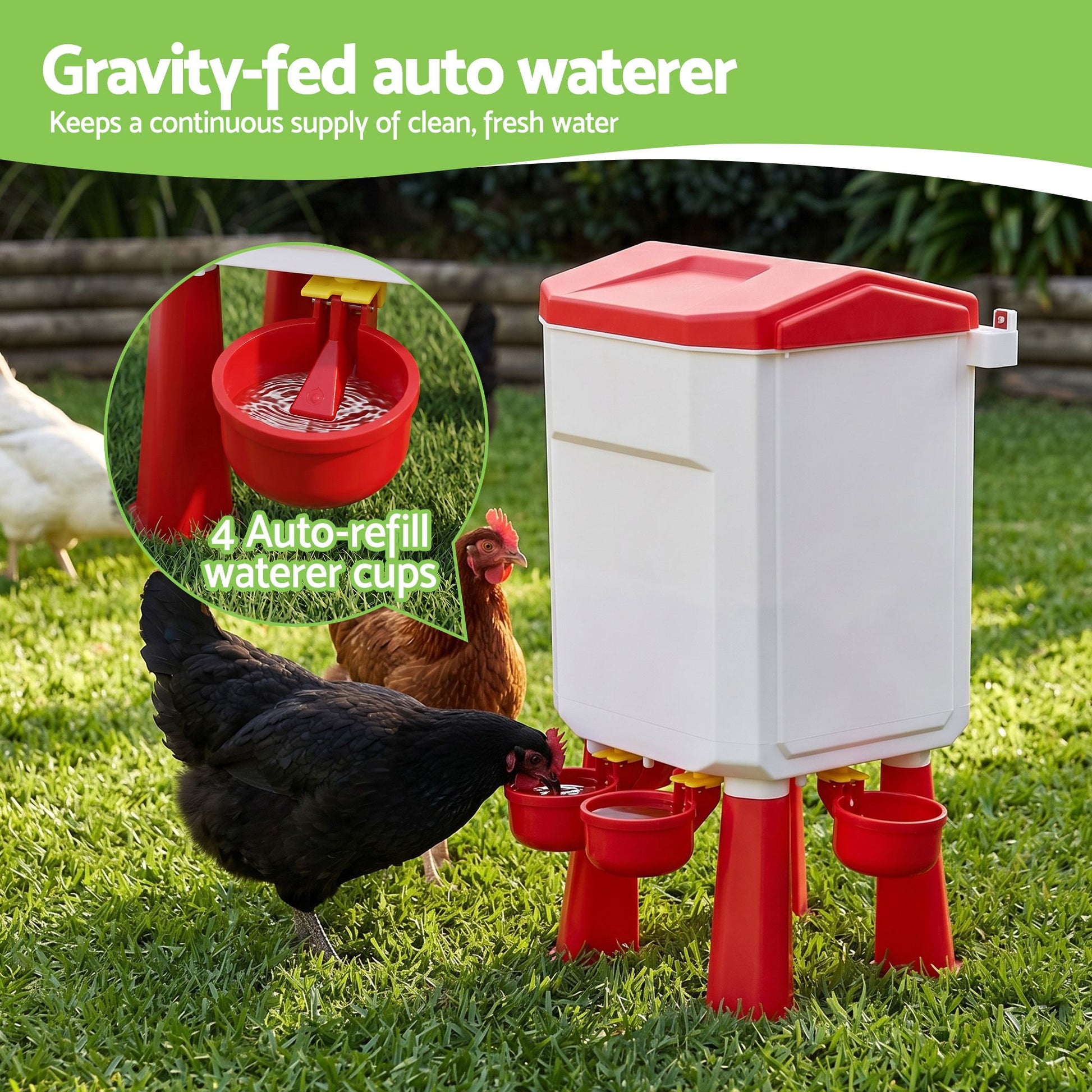 Giantz 8kg Chicken Feeder and 7L Waterer Set Large Capacity Poultry Drinker Kit - view 7