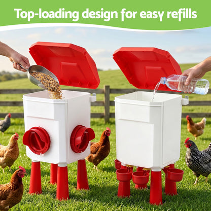 Giantz 8kg Chicken Feeder and 7L Waterer Set Large Capacity Poultry Drinker Kit - view 8