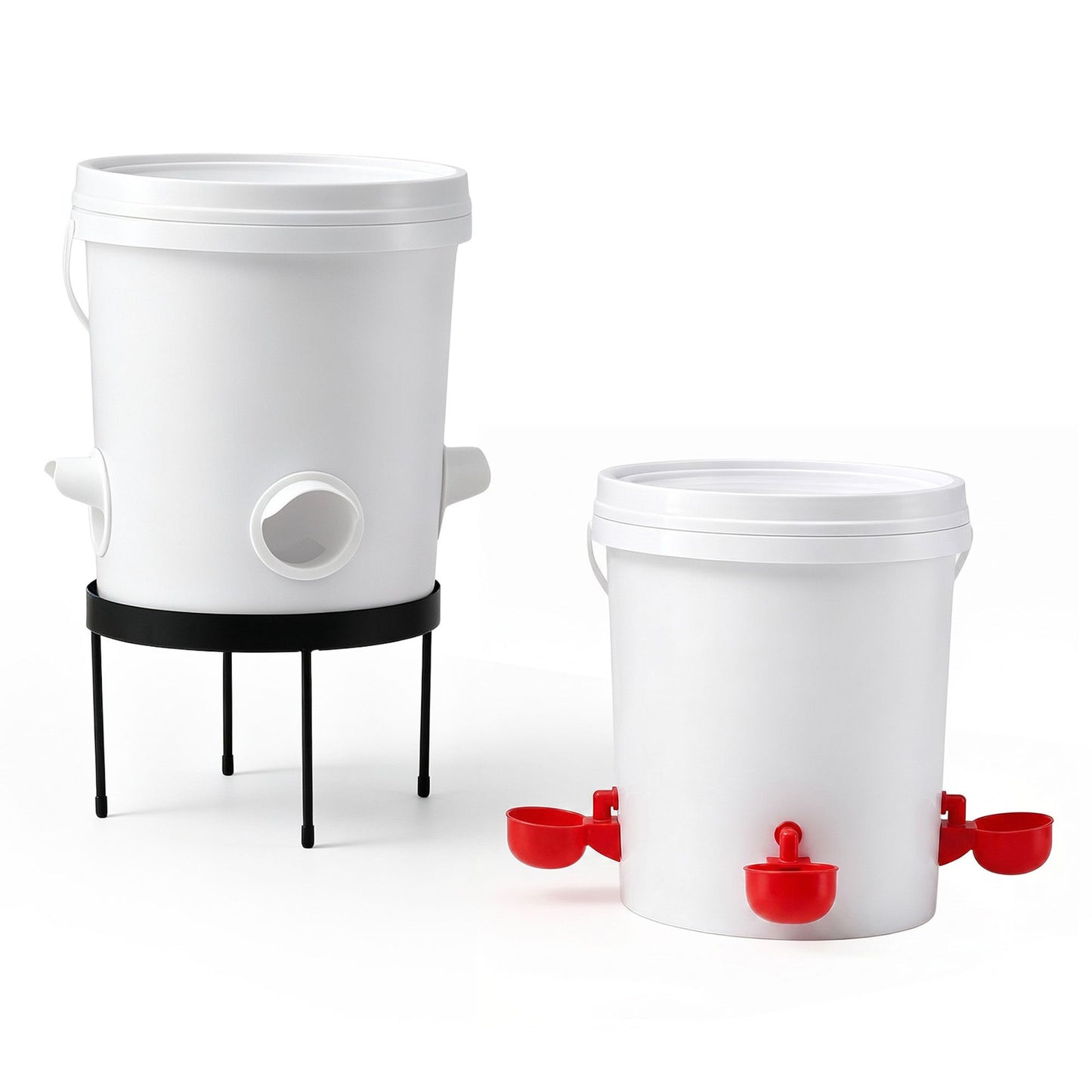 Giantz 20L X2 Chicken Feeder Waterer Set Automatic Poultry Dispenser Metal Stand - view 2