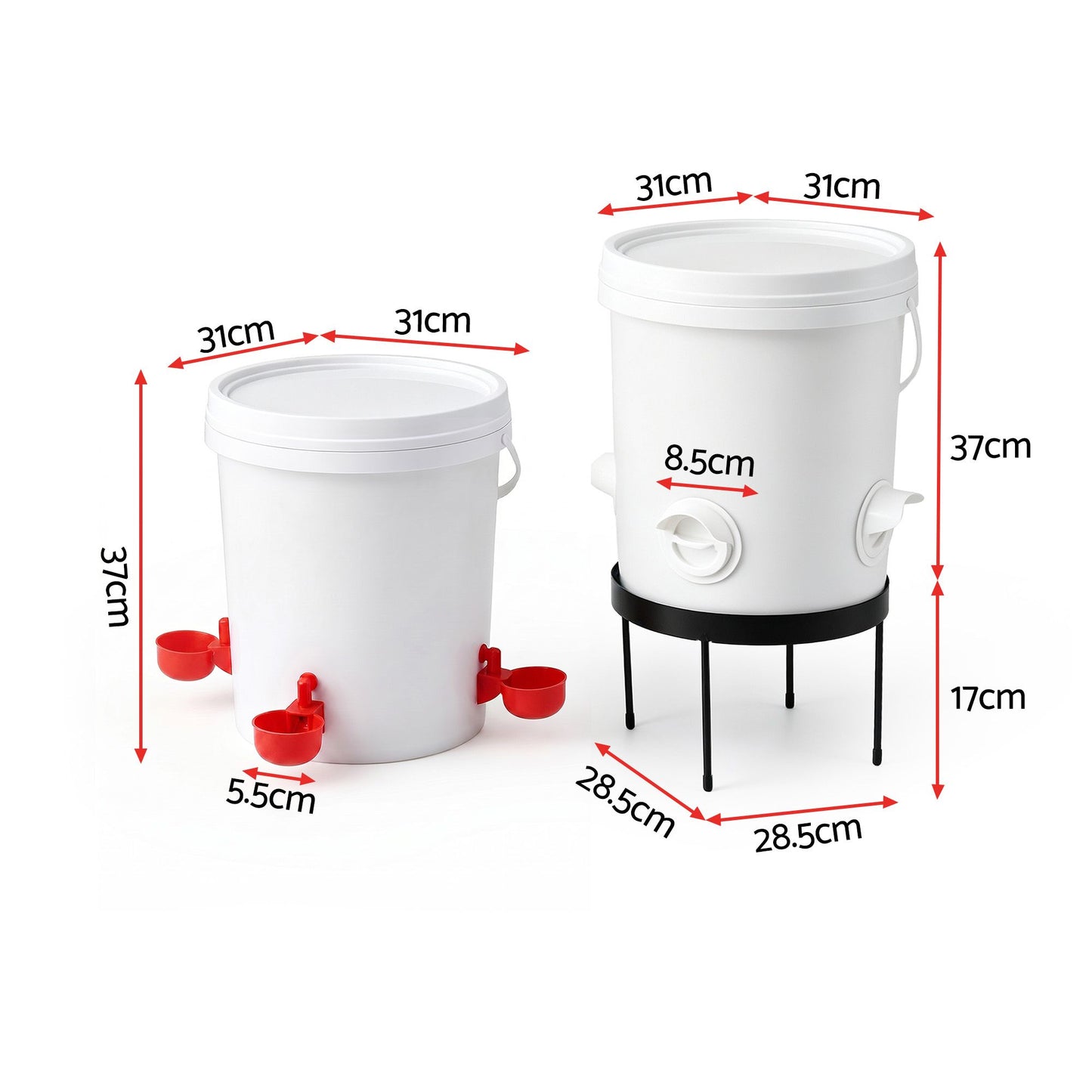 Giantz 20L X2 Chicken Feeder Waterer Set Automatic Poultry Dispenser Metal Stand - view 3