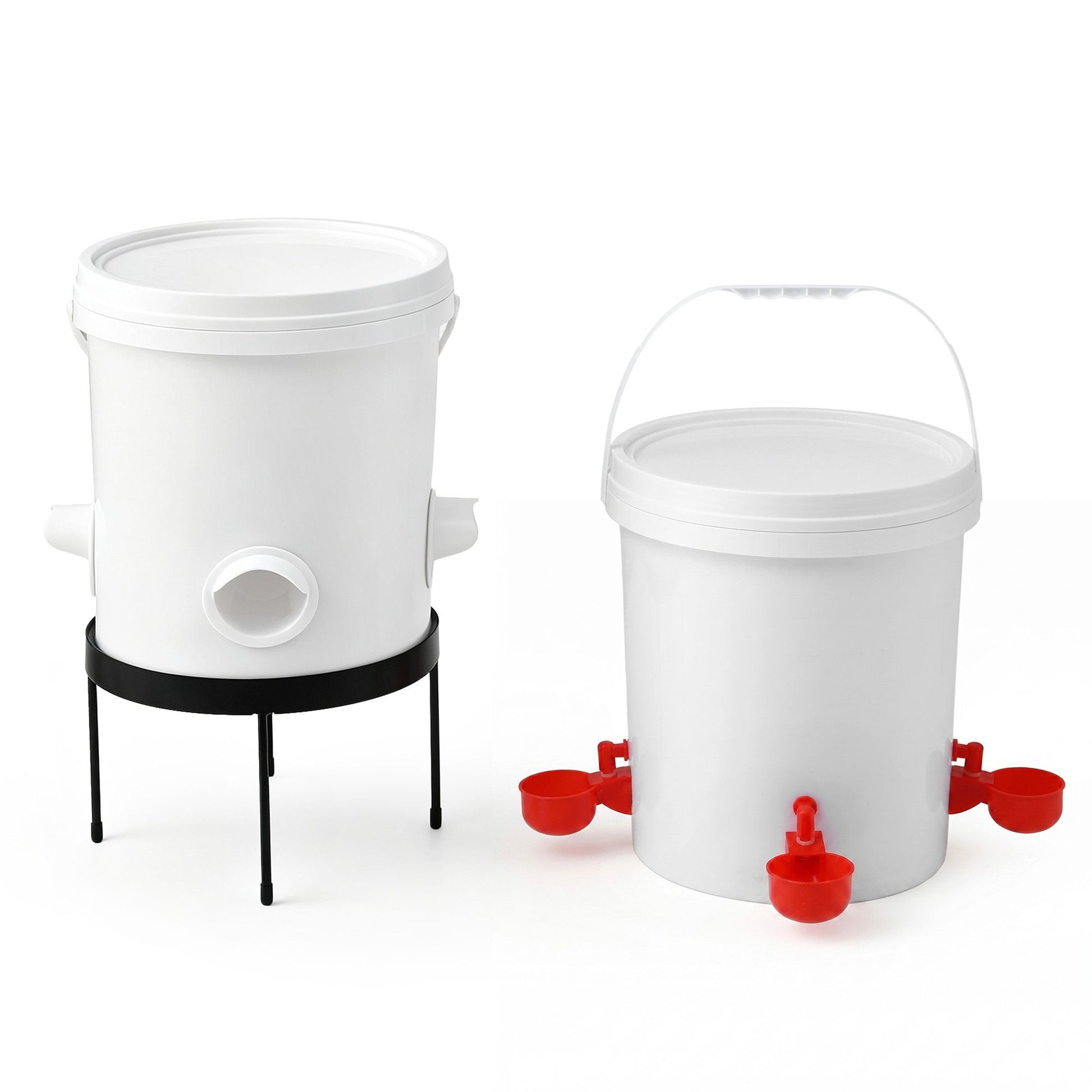 Giantz 20L X2 Chicken Feeder Waterer Set Automatic Poultry Dispenser Metal Stand - view 4