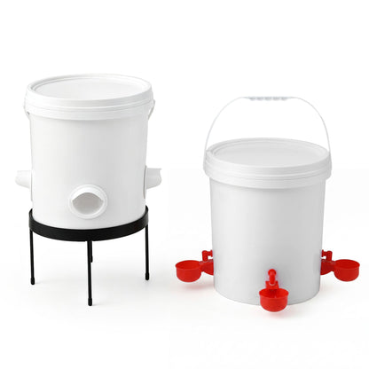 Giantz 20L X2 Chicken Feeder Waterer Set Automatic Poultry Dispenser Metal Stand - view 4