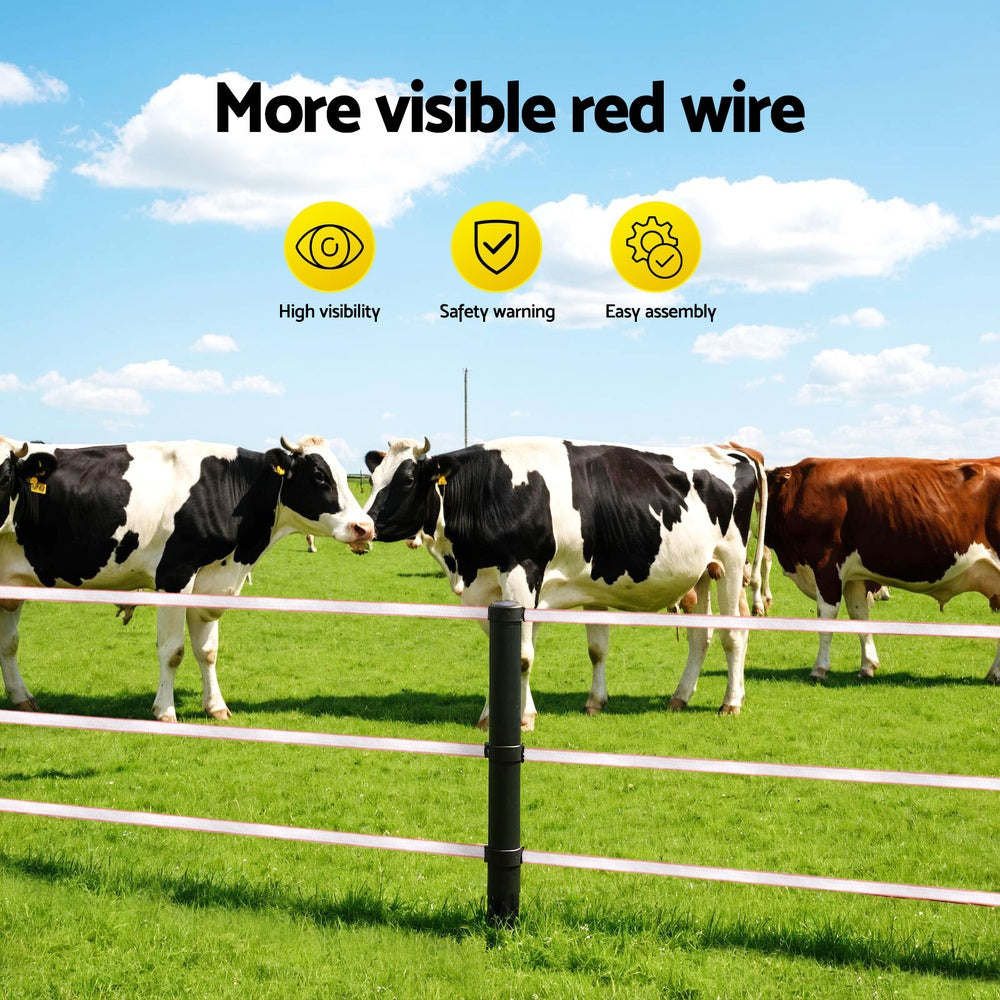 Giantz Electric Fence Tape Polytape 400M Electric Fence Wire Red White - view 6