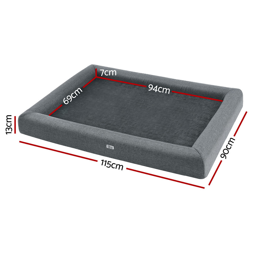 i.Pet Pet Bed Dog Cat Extra Large Calming Soft Sofa Cushion Egg Crate Washable Grey - view 2