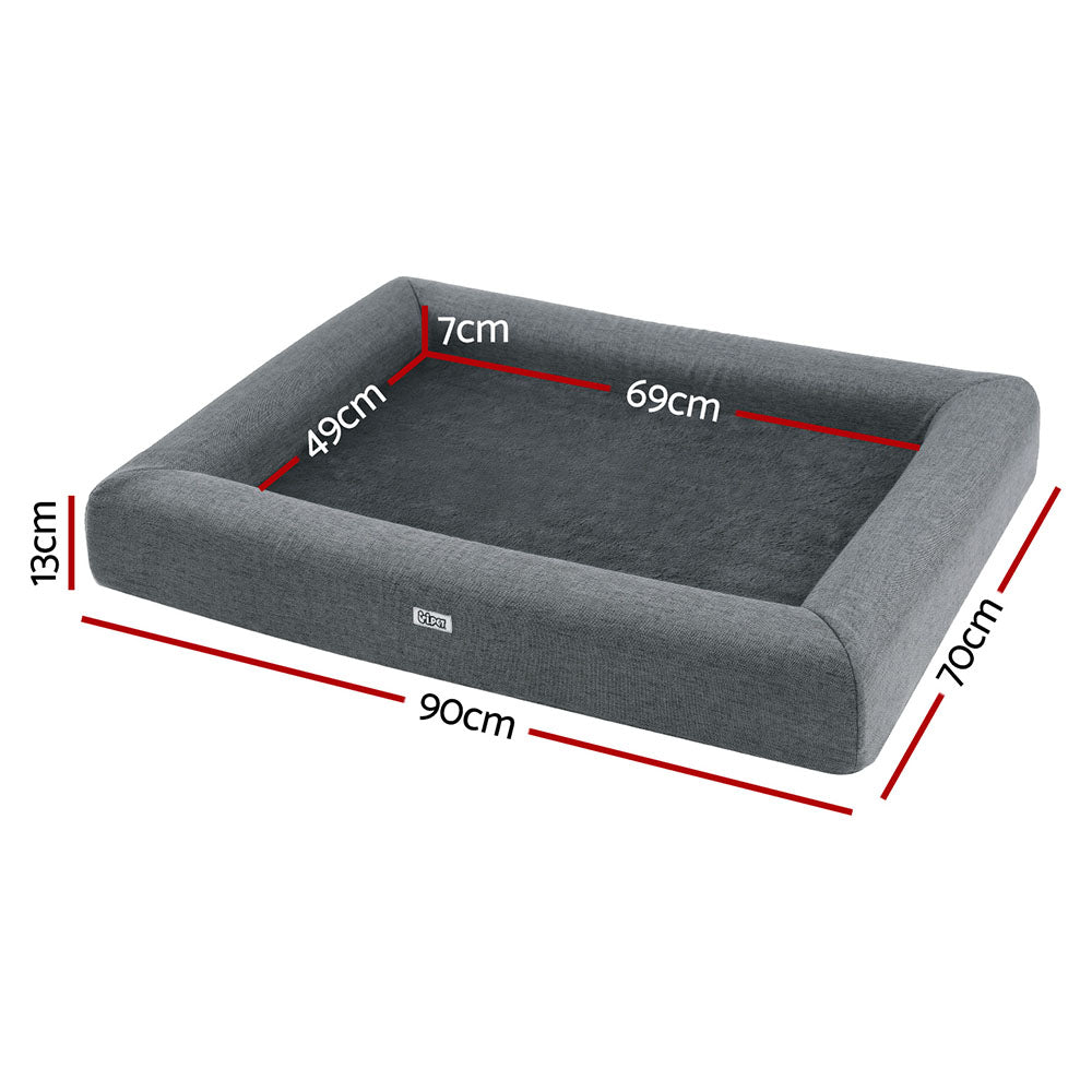 i.Pet Pet Bed Dog Cat Large Calming Soft Sofa Cushion Egg Crate Washable Grey - view 2