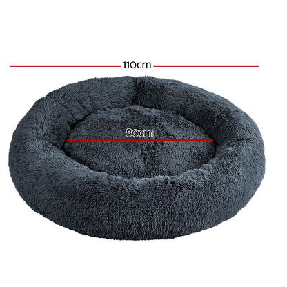 i.Pet Pet Bed Dog Cat 110cm Calming Extra Large Soft Plush Dark Grey - view 2