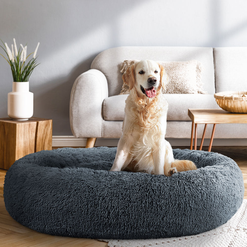 i.Pet Pet Bed Dog Cat 110cm Calming Extra Large Soft Plush Dark Grey - view 7