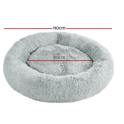 i.Pet Pet Bed Dog Cat 110cm Calming Extra Large Soft Plush Light Grey - view 2