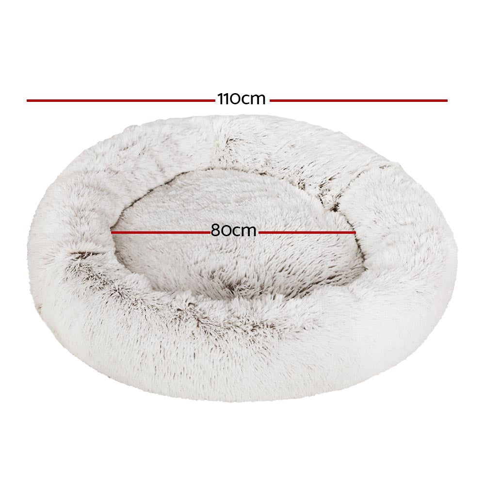 i.Pet Pet Bed Dog Cat 110cm Calming Extra Large Soft Plush White Brown - view 2