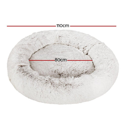 i.Pet Pet Bed Dog Cat 110cm Calming Extra Large Soft Plush White Brown - view 2