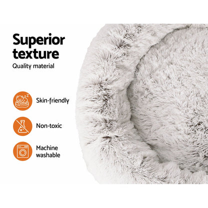 i.Pet Pet Bed Dog Cat 110cm Calming Extra Large Soft Plush White Brown - view 4