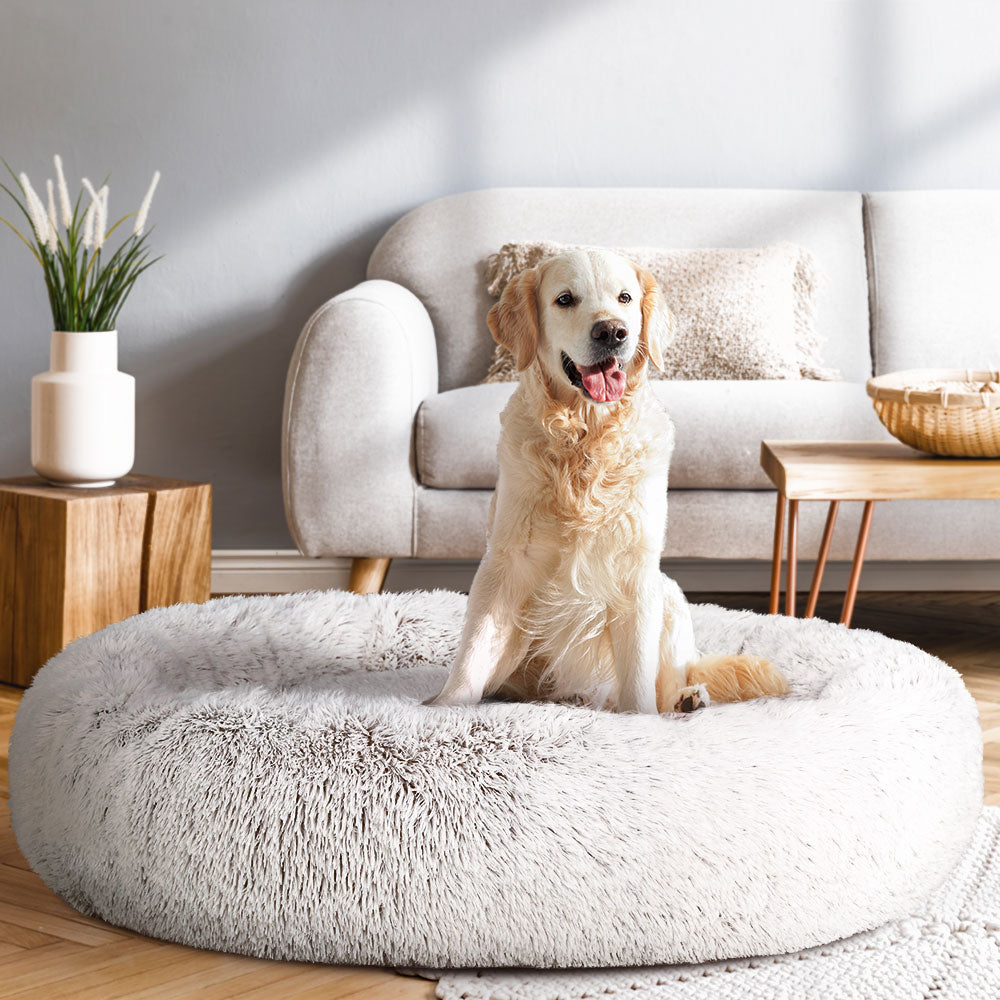 i.Pet Pet Bed Dog Cat 110cm Calming Extra Large Soft Plush White Brown - view 8
