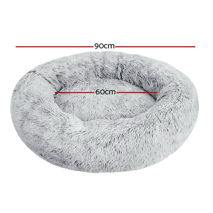 i.Pet Pet Bed Dog Cat 90cm Large Calming Soft Plush Light Charcoal - view 2